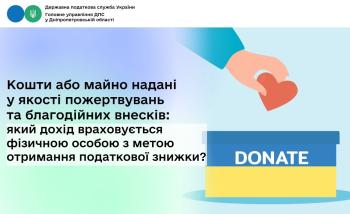 Кошти або майно надані у якості пожертвувань та благодійних внесків: який дохід враховується фізичною особою з метою отримання податкової знижки?