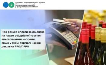 Про розмір сплати за ліцензію на право роздрібної торгівлі алкогольними напоями, якщо у місці торгівлі наявні декілька РРО/ПРРО