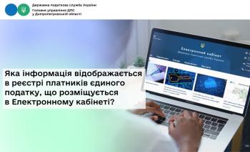 Яка інформація відображається в реєстрі платників єдиного податку,  що розміщується в Електронному кабінеті?