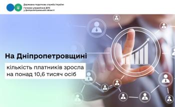 На Дніпропетровщині кількість платників зросла на понад 10,6 тисяч осіб 