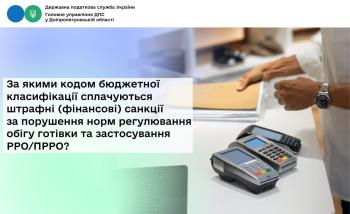За якими кодом бюджетної класифікації сплачуються штрафні (фінансові) санкції за порушення норм регулювання обігу готівки та застосування РРО/ПРРО?
