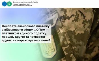 Несплата авансового платежу з військового збору ФОПом – платником єдиного податку першої, другої та четвертої групи: чи нараховується пеня?