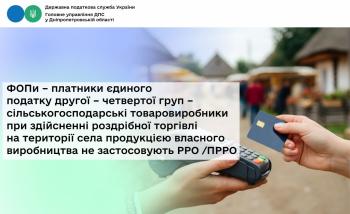 ФОПи – платники єдиного податку другої – четвертої груп – сільськогосподарські товаровиробники при здійсненні роздрібної торгівлі ...