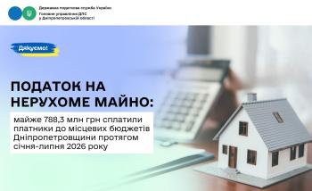 Майже 788,3 млн грн податку на нерухоме майно спрямували платники  до місцевих бюджетів Дніпропетровщини