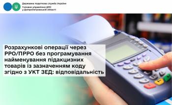 Розрахункові операції через РРО/ПРРО без програмування найменування підакцизних товарів із зазначенням коду згідно з УКТ ЗЕД: відповідальність 